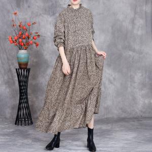 Stand Collar Empire Waist Floral Spring Dress