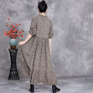 Stand Collar Empire Waist Floral Spring Dress