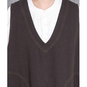 Deep V-Neck Coffee Midi Vest Dress