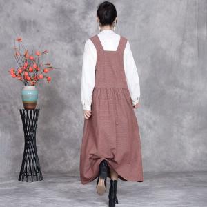 Cotton Linen V-Neck Empire Waist Summer Jumper Dress