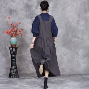 Cotton Linen V-Neck Empire Waist Summer Jumper Dress