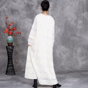 Puff Sleeve Crochet Embroidered Boho Dress