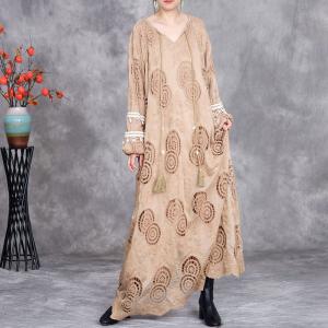 Boho Style Crochet Tassel Beach Maxi Dress