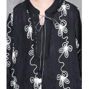 Black Flowers Embroidery Tassel Loose Boho Maxi Dress