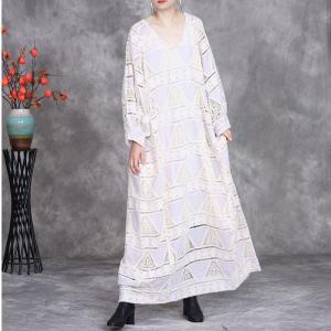 V-Neck Crochet Plus Size Boho Wedding Dress