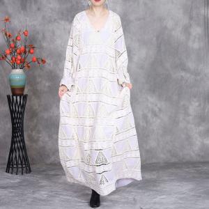 V-Neck Crochet Plus Size Boho Wedding Dress