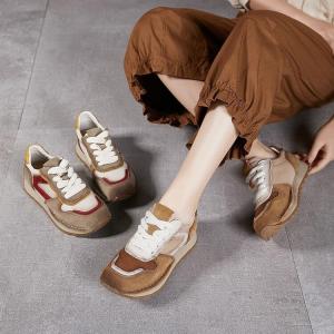 Round Toe Suede Leather Casual Comfy Trainers