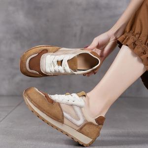 Round Toe Suede Leather Casual Comfy Trainers
