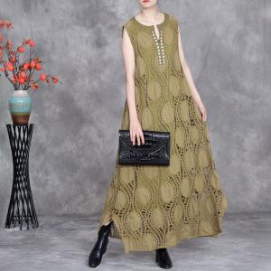 Hollow Out Half Button Fly Boho Sundress