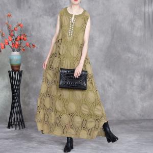 Hollow Out Half Button Fly Boho Sundress