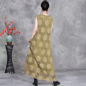 Hollow Out Half Button Fly Boho Sundress