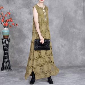 Hollow Out Half Button Fly Boho Sundress