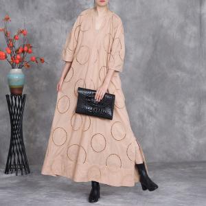 Hem Slits Embroidery Plus Size Boho Dress and Camisole