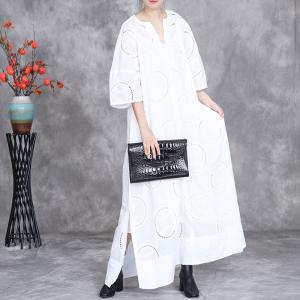 Hem Slits Embroidery Plus Size Boho Dress and Camisole