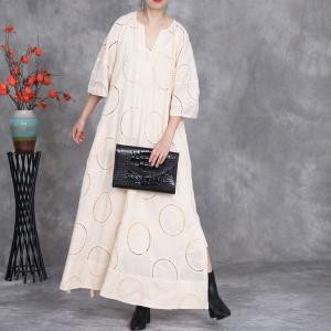 Hem Slits Embroidery Plus Size Boho Dress and Camisole