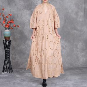 Hem Slits Embroidery Plus Size Boho Dress and Camisole