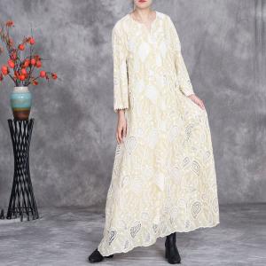 Resort Style Embroidery Maxi Boho Wedding Guest Dress