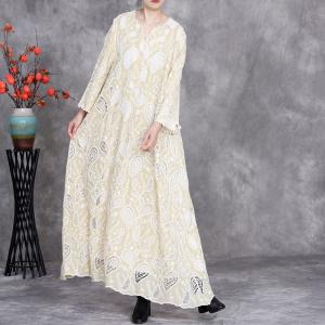 Resort Style Embroidery Maxi Boho Wedding Guest Dress