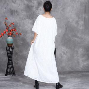 Beads Collar Puff Sleeves Embroidery Beach Dress