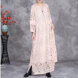 Beach Chic Lace Embroidery Maxi Boho Summer Dress