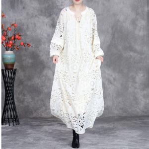 Beach Chic Lace Embroidery Maxi Boho Summer Dress
