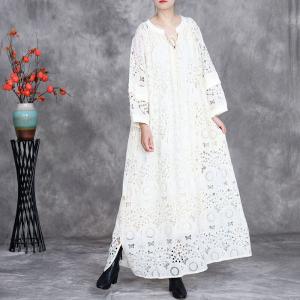 Beach Chic Lace Embroidery Maxi Boho Summer Dress