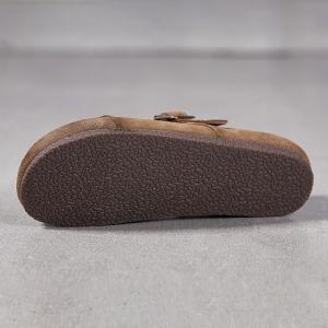 Cozy Wide Toe Leather Buckle Flat Sandals