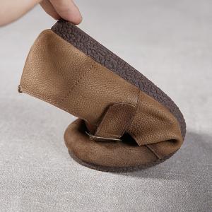 Cozy Wide Toe Leather Buckle Flat Sandals