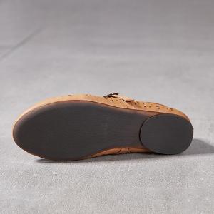 Hollow Out Leather Flat Mary Jane Ballet Flats