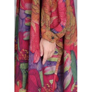 Colorful Patterned Silky Asymmetrical Caftan Dress