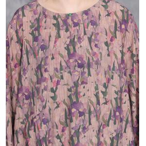 Purple Flowers Silky Loose Spring Dress