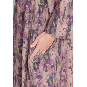 Purple Flowers Silky Loose Spring Dress