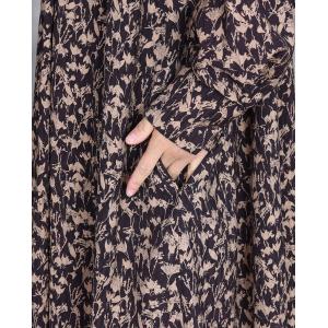 Senior Women Long Sleeves Loose Floral Dress