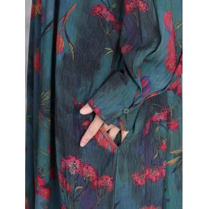 Loose-Fit Red Flowers Plus Size Maxi Dress