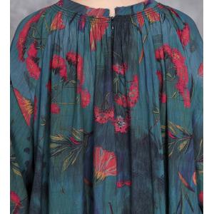 Loose-Fit Red Flowers Plus Size Maxi Dress