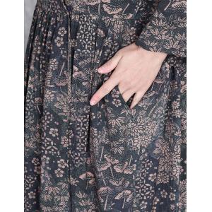 V-Neck Dense Printed High Waist Maxi Wrap Dress
