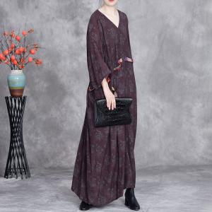 Colorful Belt V-Neck Plus Size Modest Dress