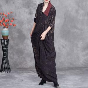 Oversized Patchwork Silky Maxi Front Cross Dress