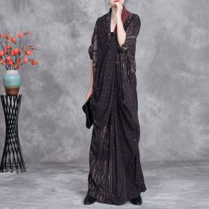 Oversized Patchwork Silky Maxi Front Cross Dress