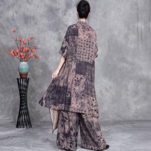Tree Patterned Asymmetrical Flowing Tunic Shirt with Palazzo Pants