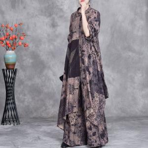 Tree Patterned Asymmetrical Flowing Tunic Shirt with Palazzo Pants