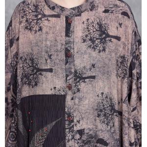 Tree Patterned Asymmetrical Flowing Tunic Shirt with Palazzo Pants