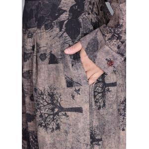 Tree Patterned Asymmetrical Flowing Tunic Shirt with Palazzo Pants