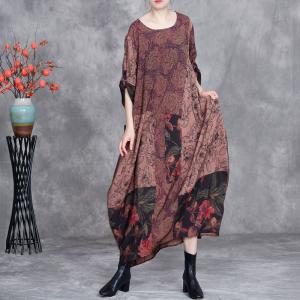 Crew Neck Spring Plus Size Silk Dress