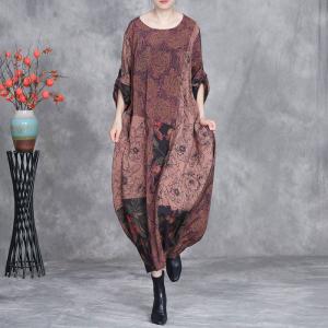 Crew Neck Spring Plus Size Silk Dress