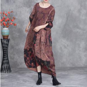 Crew Neck Spring Plus Size Silk Dress