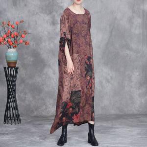 Crew Neck Spring Plus Size Silk Dress