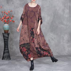 Crew Neck Spring Plus Size Silk Dress