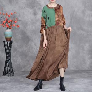 3D Applique High Waist Loose Silk Shift Dress