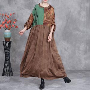 3D Applique High Waist Loose Silk Shift Dress